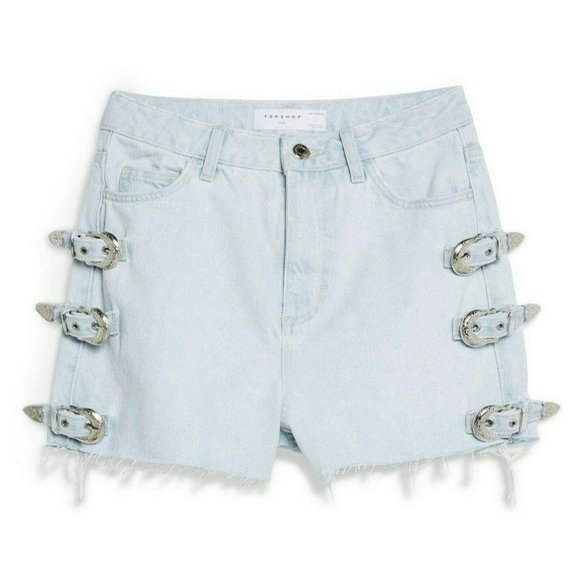 TopShop Jean Shorts Denim Mom High Waisted Buckle